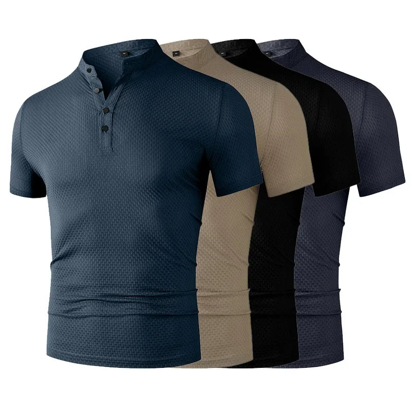 New Men's Business Casual Short Sleeved Bone Flower Solid Color POLO Shirt Fashion Breathable Comfortable Summer Versatile Top New Men's Business Casual Short Sleeved Bone Flower Solid Color POLO Shirt Fashion Breathable Comfortable Summer Versatile Top